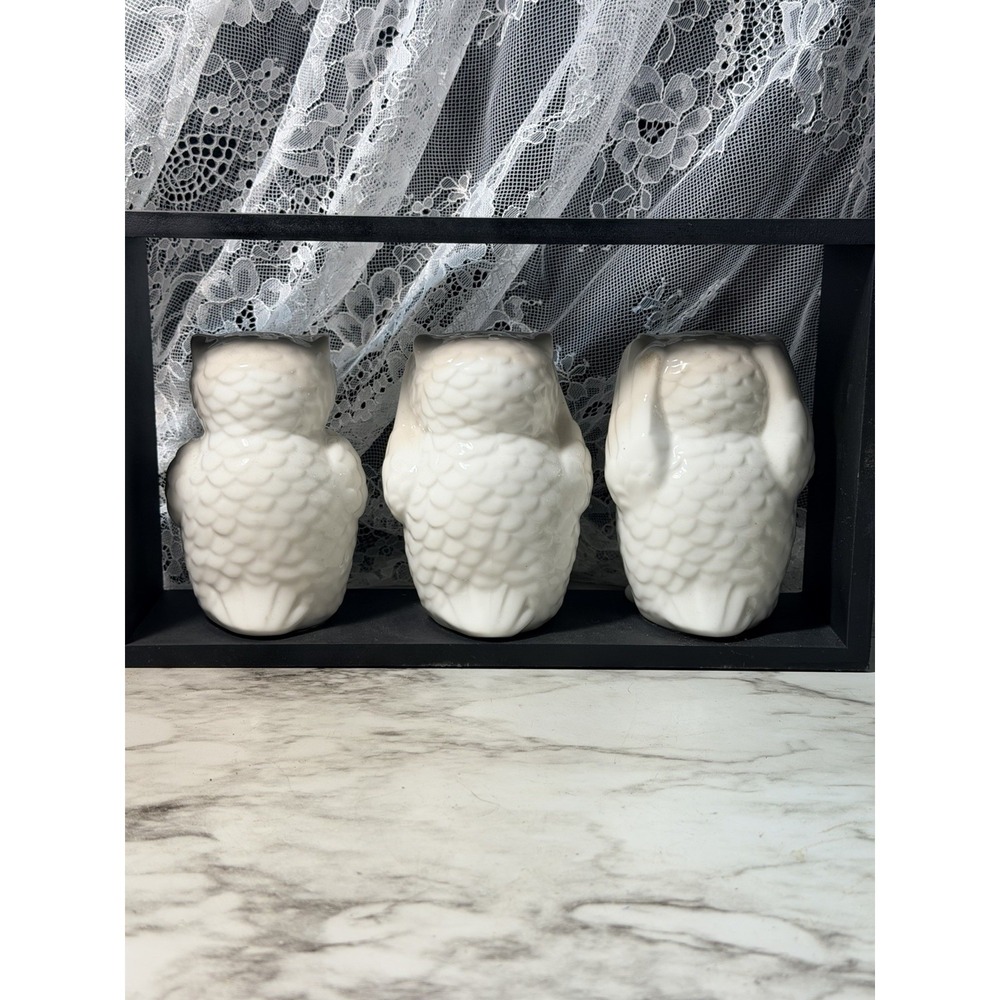 Owls Ceramic in Frame ~ See No Evil, Hear no Evil, Speak No Evil 11.5x6.5 (2976) - Picture 10 of 10